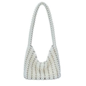 Starlet Pearl-Embellished Purse Shoulder Bag White